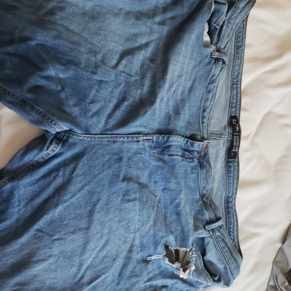 Fashion ripped blue jeans
